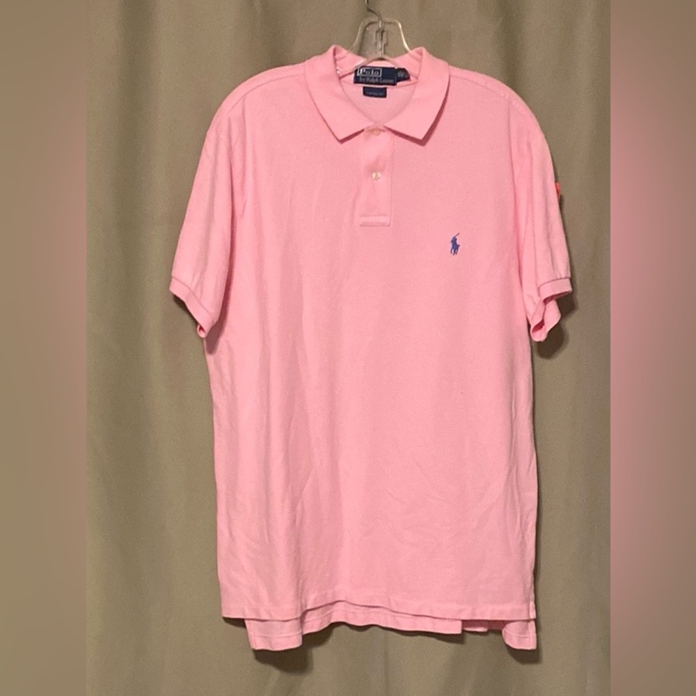 Polo by Ralph Lauren Custom Fit Pink Pony Pony Shirt Blue Pony Logo size XL